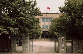 郁郁葱葱的学校大门